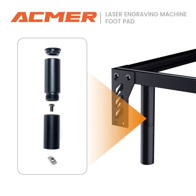 Μεταλλική ανύψωση Laser Graver Riser Μαύρο χρώμα Για ACMER Laser Graving Machine