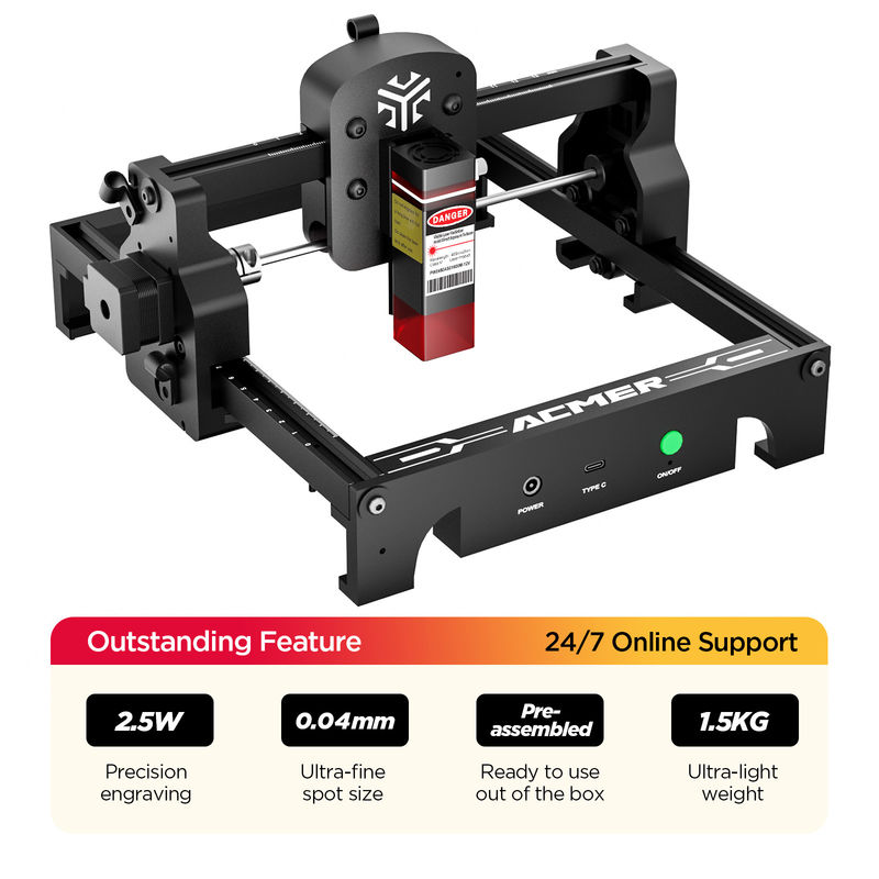 0.04*0.04mm Μέγεθος σημείου, ACMER S1 φορητή μηχανή laser engraver,