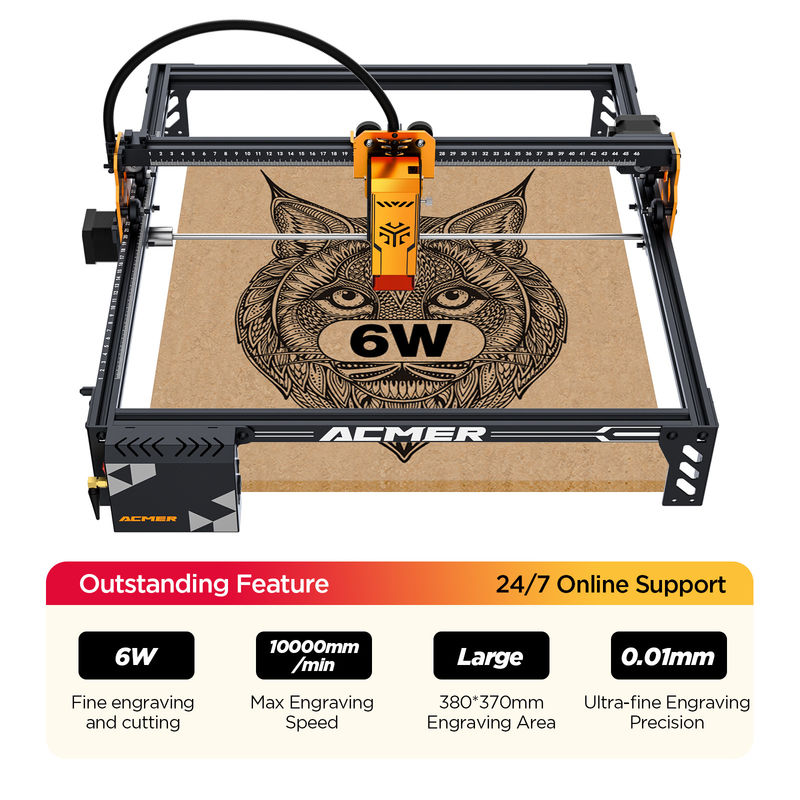ACMER P1 S PRO 6W Laser Module Μηχανές Laser Cutting και Gravure με P1 S PRO Εύκολη συναρμολόγηση 3.6kg