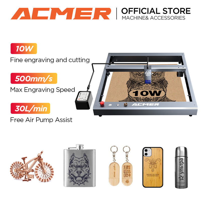 ACMER P2 10W Διοδικός λαζερικός χαρακτικός μηχανισμός και μηχανή κοπής για ξύλο και μέταλλο