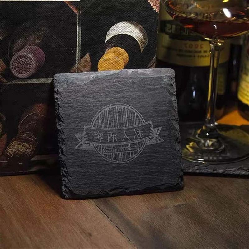 ACMER DIY Stone Coaster Slate Stone Drink Coasters Black Natural Edge Για μπαρ και σπίτι